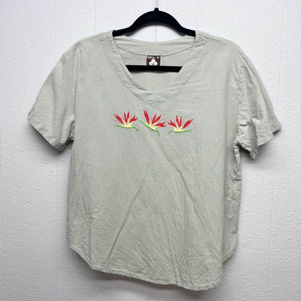 California Drawstrings Vintage Cotton Bohemian Cottagecore Womens Top Sz Medium